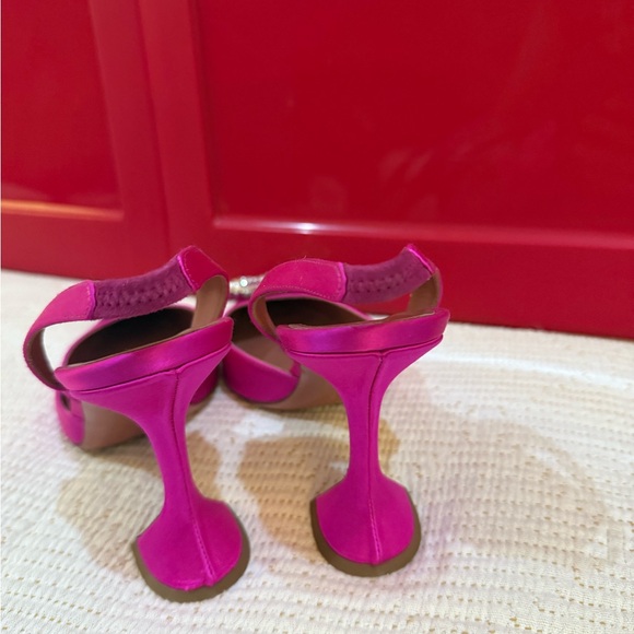 Amina Muaddi Begum Hot Pink Satin - Picture 3 of 6